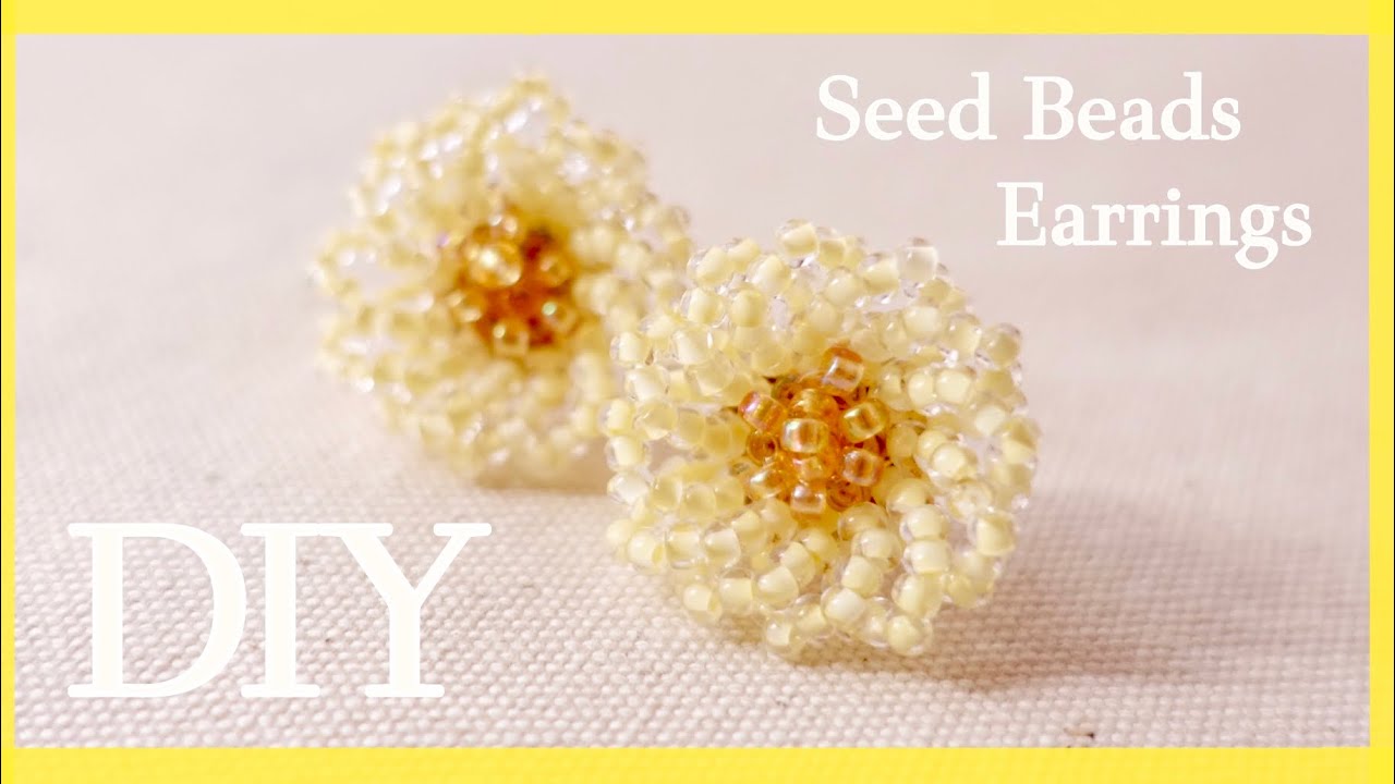 DIY🏵シャワー金具でお花ピアスの作り方🏵How to make Seed Beads