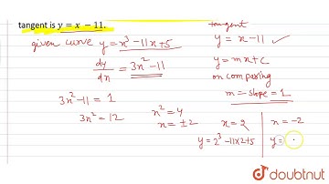 Find the point on the curve `y=x^3-11 x+5`at which the tangent is `y = x - 11`.