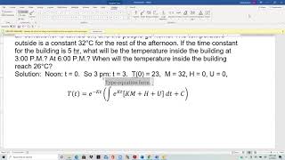 Section 3.3 Problem 2 Finding temperature inside a building Using Newton's Law of Cooling Continued.