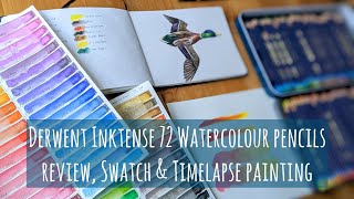 Derwent Inktense 72 Watercolour Pencils: Review, Swatch and Timelapse Painting