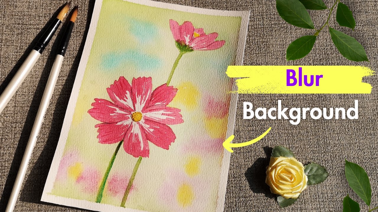 How to Paint Easy Flower with a Blur Background | Watercolour