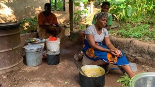 Village Mother Cooks Organic Ji with Fresh Vegetables For Dinner | African Family Life