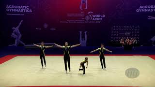 Kazakhstan (KAZ) - 2021 Acrobatic Worlds, Geneva (SUI) Dynamic  Men's Group Resimi