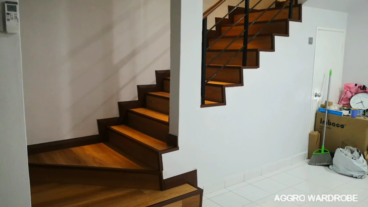 SPC Staircase - Eastern Maple Floorboard - Teak PVC Skirting