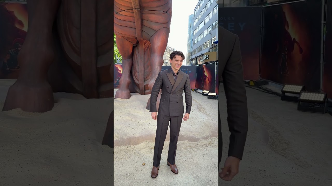 Tom Holland aka Telemachus arrives at the World Premiere of Christopher Nolan’s The Odyssey.