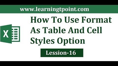 How To Use Format As Table || Cell Styles Option In Ms Excel - Lesson 16