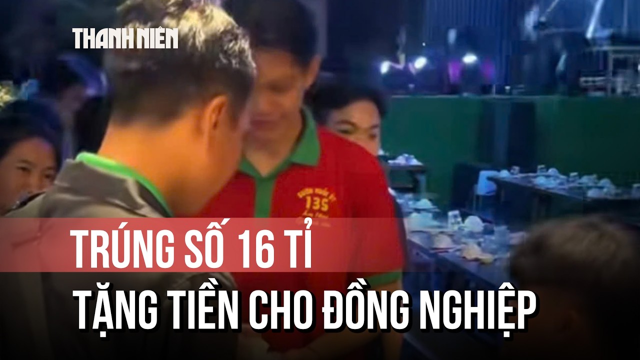 Video nhân viên trúng số hơn 16 tỉ đồng, chia tiền cho đồng nghiệp ngay tại quán