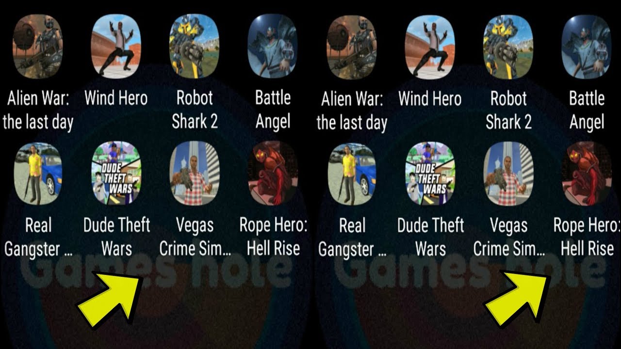 ► Real gangster crime,Vegas crime simulator,Rope hero hell rise,Wind hero,Robot shark,Dude theft war