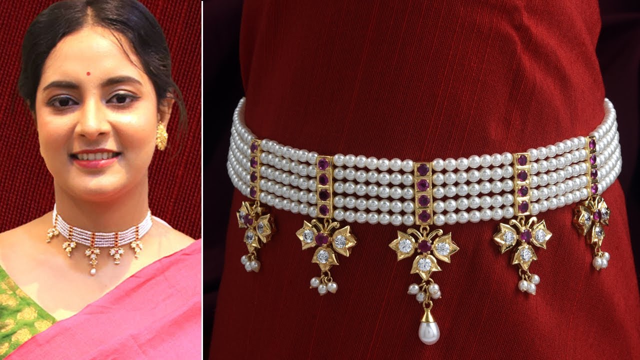 Gold Pearl Choker Necklace, Sita-Haar & Tie Haar Collection!