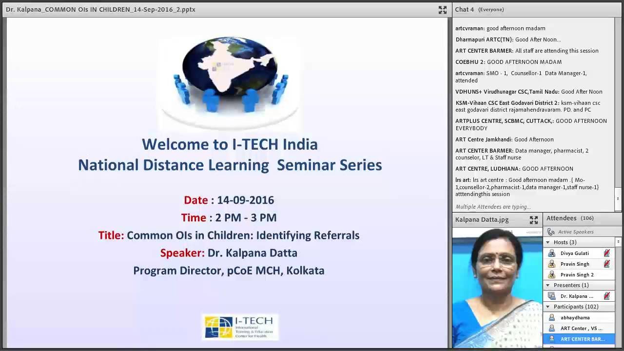 I-TECH India's NDLS by Dr. Kalpana on Common OIs in Children Identifying Referrals dated 14 Sep 2016