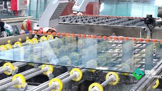 Semi automatic glass processing line with four side edging machines and tempering