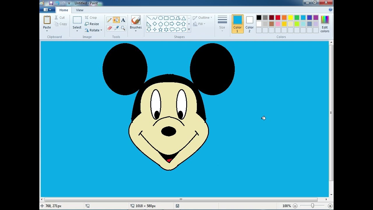 HOW TO DRAW MICKEY MOUSE IN [MS PAINT]