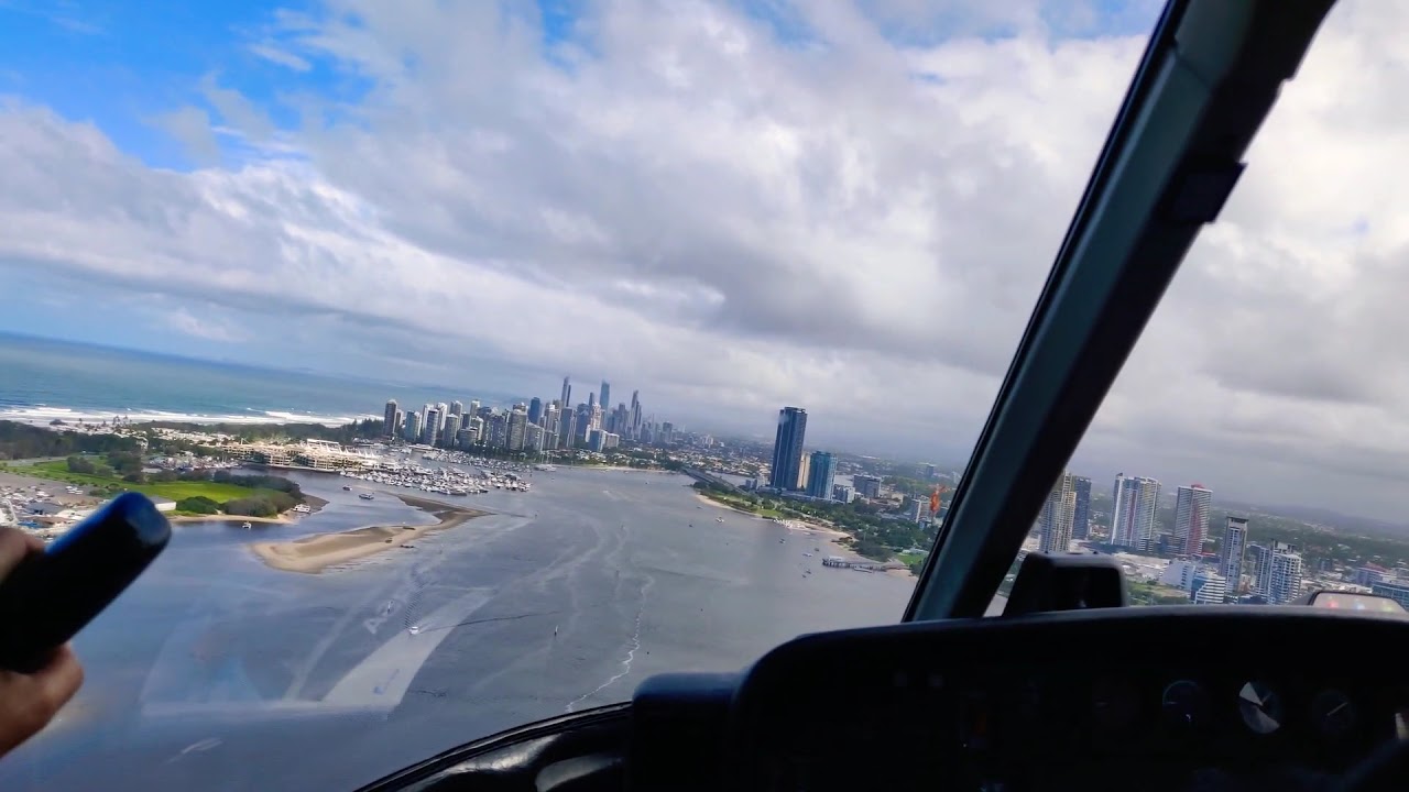 Aerial view of Gold Coast. Helicopter ride. YouTube