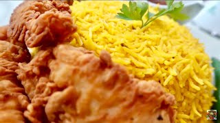 Riso Rice /Fish stripes KFC style  ارز الريزو وأصابع السمك المقرمشة