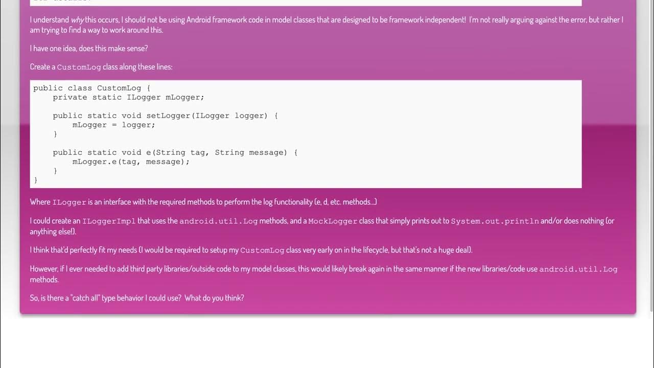 How to handle logging in Android JUnit tests? YouTube