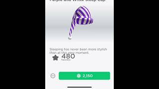 Roblox New Limited purple and white sleep cap￼