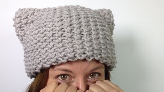 Cat hat knitting tutorial w/ knitting machine 