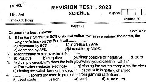 TN 10th Std Science First Revision Original Question paper 2022-2023