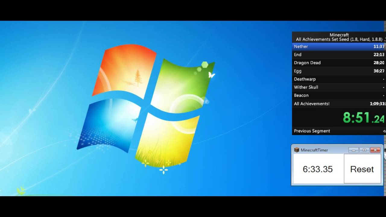 Speedrun: Minecraft 1.8.1 Set Seed All Achievements in 