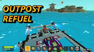 Refueling at an Outpost in Scrap Mechanic Survival Mode