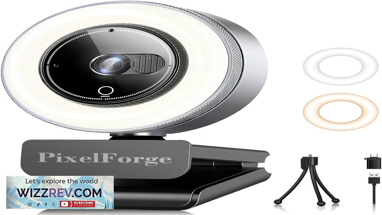 2K Webcam for PC with Microphone & Light & Privacy Cover Web