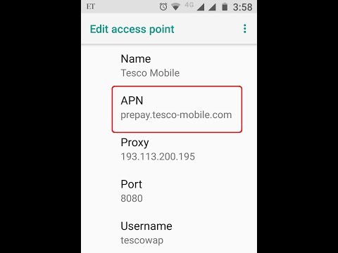 Tesco Mobile APN Settings UK 4G Android