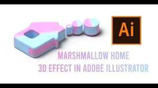 Marshmallow Home 3D Effect in Adobe Illustrator screenshot 3