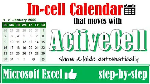 In cell calendar (date picker) that moves with active cell in Excel #datepicker