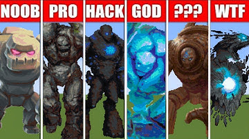 PIXEL ART (NOOB VS PRO VS HACKER VS GOD) STONE GOLEM IN MINECRAFT