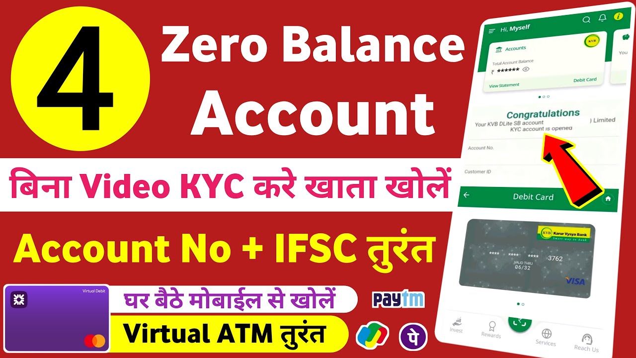 4 Bank Zero Balance Account Without Video Kyc || Zero Balance Account Online Opening | No Video Kyc