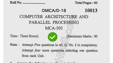 2018 Kuk MCA 5th Sem Computer Architecture Question Paper