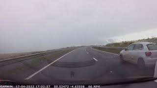 Driving on Bodmin Moor (Temple A30) in a storm.