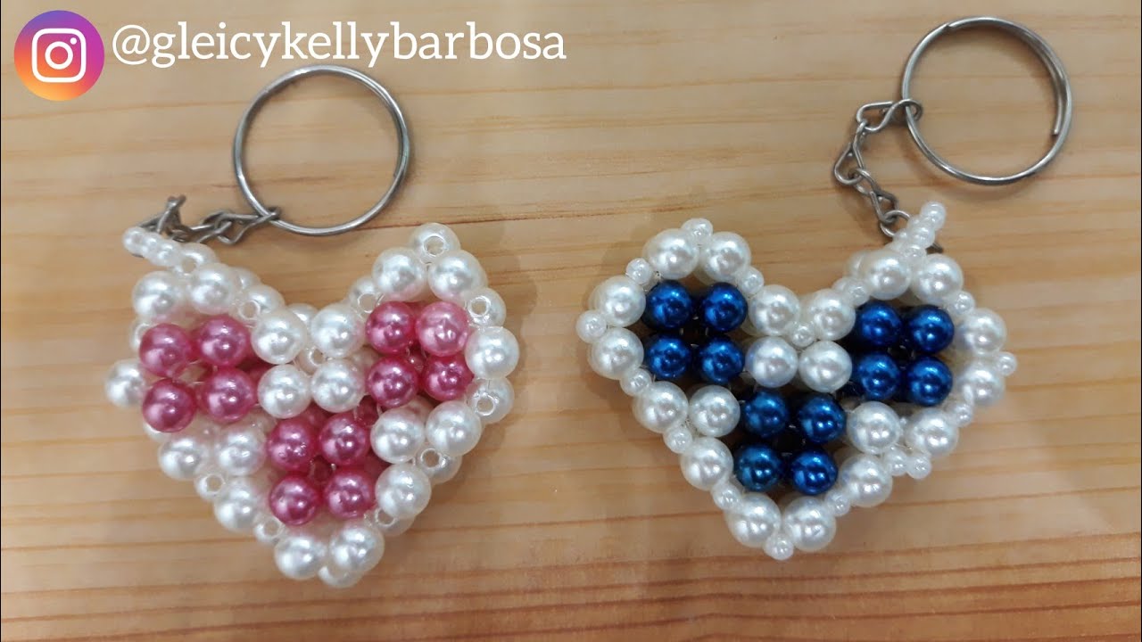 Chaveiro de coração de pérolas #gleicykellybarbosa