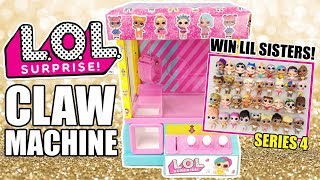 LOL Surprise Claw Machine + Series 4 Lil Sisters Full Set | L.O.L. Crane Toy Grabber
