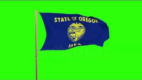 oregon flag waving in the wind. Green screen, alpha matte. Loopable animation Stock video by