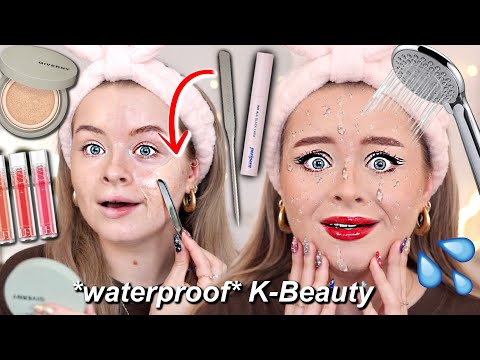 Testing K-BEAUTY PRODUCTS for the first time!!! *WATERPROOF TEST* AD