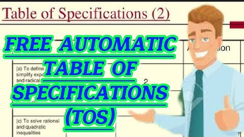 AUTOMATIC TABLE OF SPECIFICATIONS (TOS) || FREE DOWNLOAD