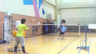 Badminton lesson 20150313(FRI) - smash / cross drop / one jump 1