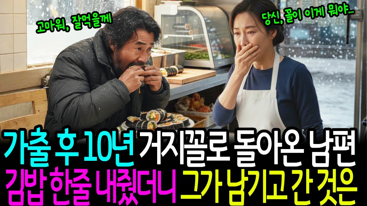 가출 후 10년 거지꼴로 돌아온 남편. 김밥 한 줄 내줬더니 그가 남기고 간 것은...?