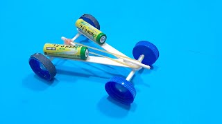 Diy Rubber Band Powered Car Easy Toy Car With Popsicle Sticks & Bottle Caps