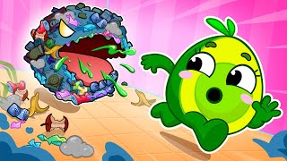 Adeus, Monstro do Lixo! 👋| Crianças aprendem a jogar o lixo corretamente 🎵 Histórias engraçadas 🥑