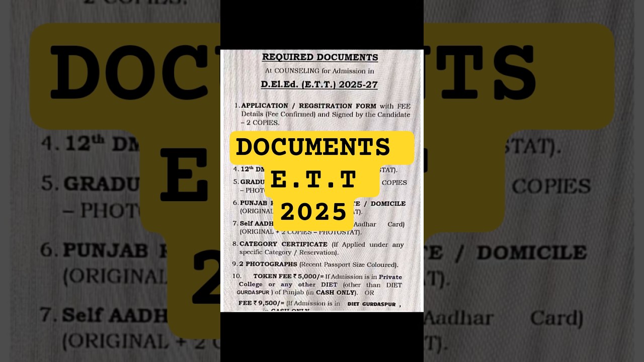 Documents list for ett counselling 
