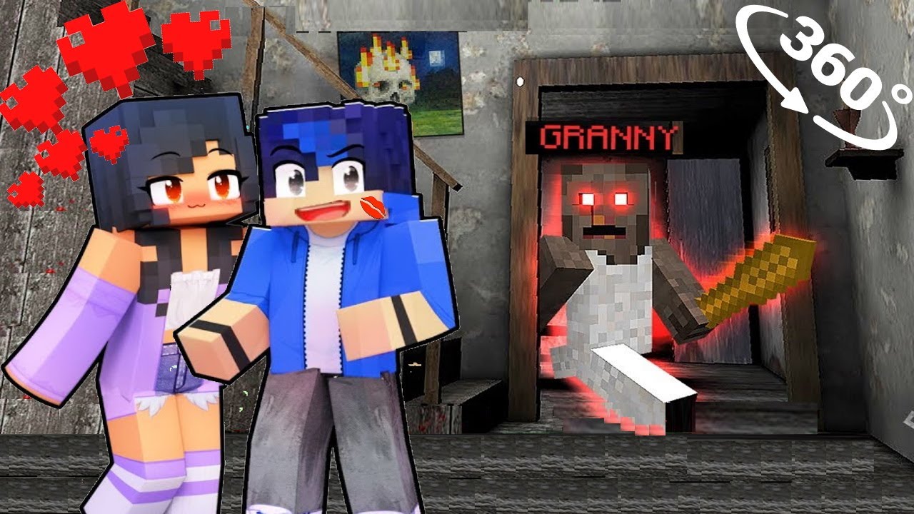 APHMAU KISS EIN 😍 in GRANNY HOUSE - Minecraft 360° 