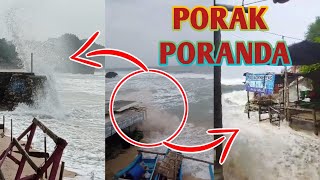 UPDATE GELOMBANG TINGGI PANTAI SELATAN MASUK KE WARUNG PENDUDUK