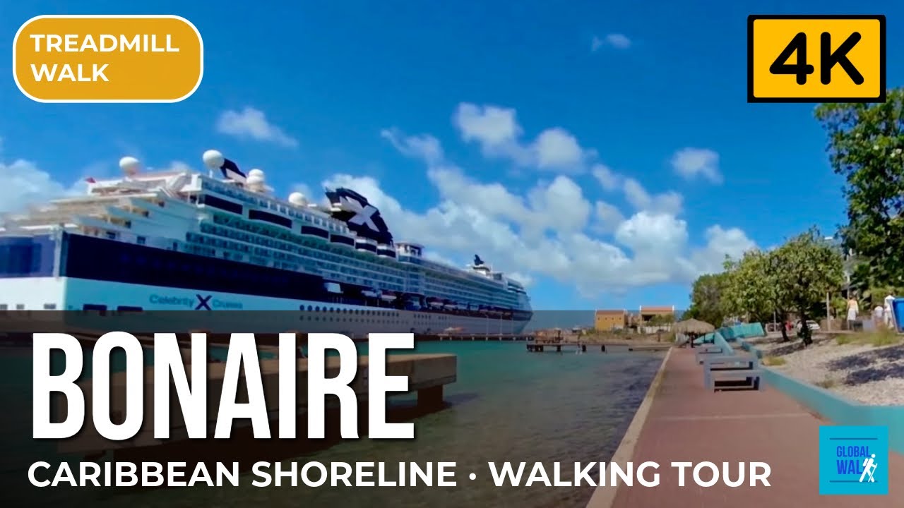 Bonaire 4K Walking Tour — Caribbean Shoreline of Kralendijk