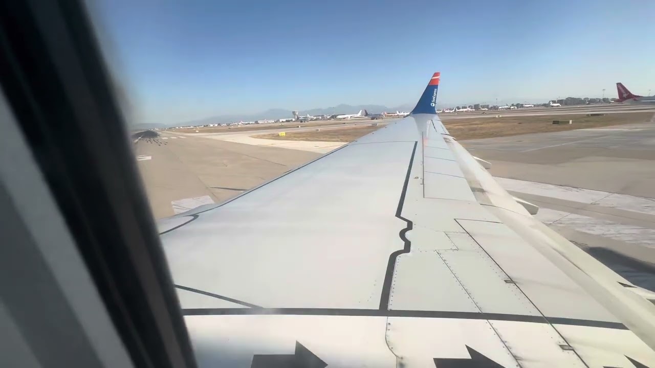 SunExpress Boeing 737 MAX 8 Pushback Engine Start Taxi Take Off from Antalya to London Stansted