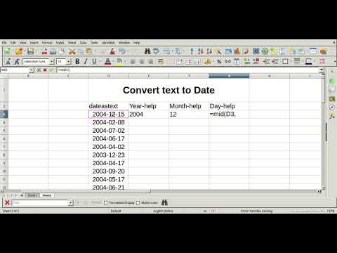 How to change text to date in calc?