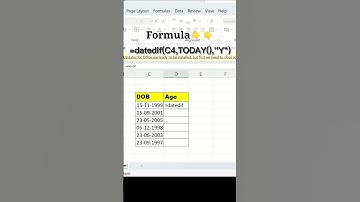 calculate age in Excel|get the age in years from date of birth|age calculator#shorts#msexcel#tricks