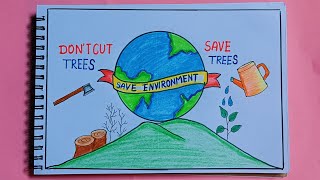 Environment day poster drawing/ Save earth poster drawing/ Save nature/ World environment day poster