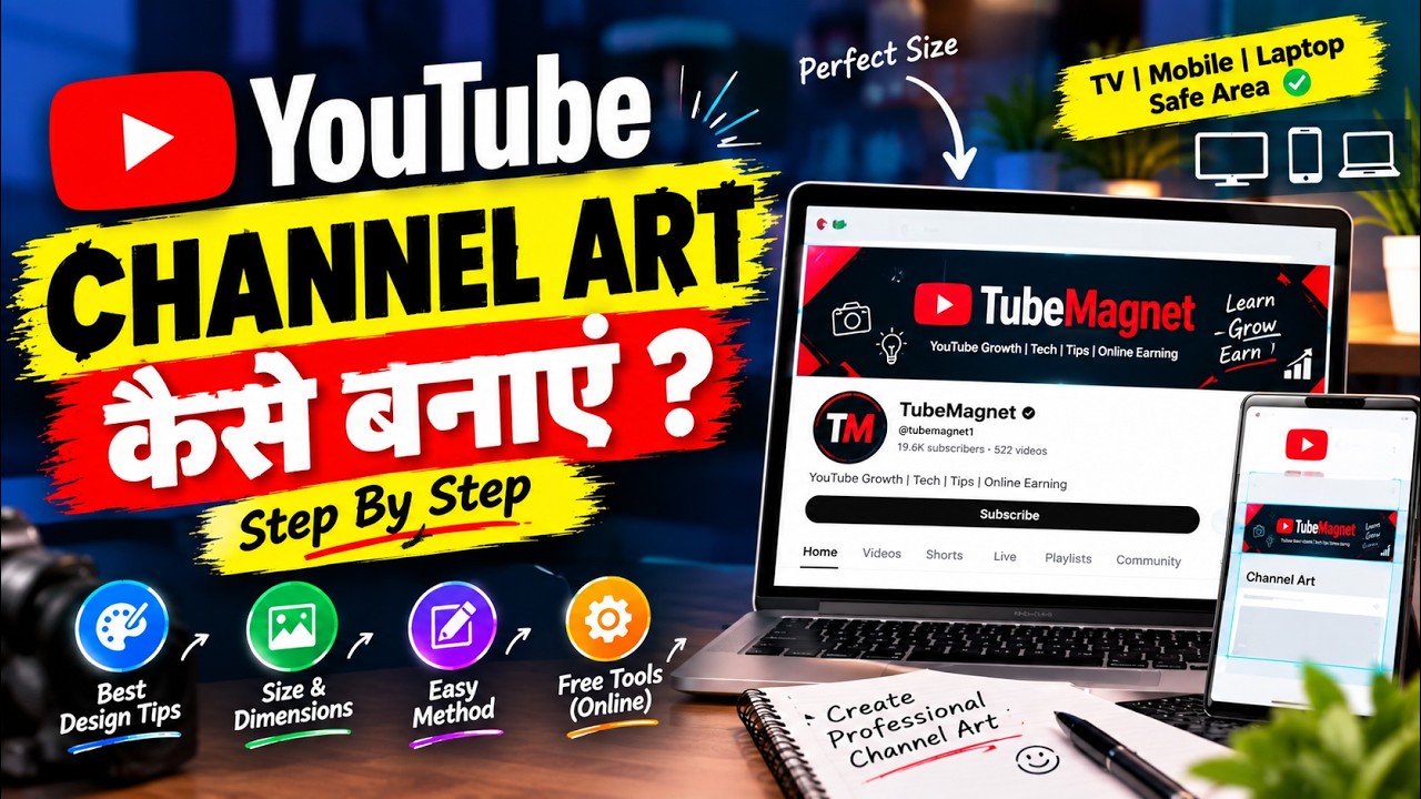 How to make channel Art for youtube // Channel Banner kaise banaye ...